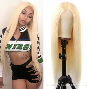 Wholesale 613 Human Hair Wigs Transparent Lace Brazilian Straight Human Hair Wigs Honey Blonde 13x1 Lace Front Wig